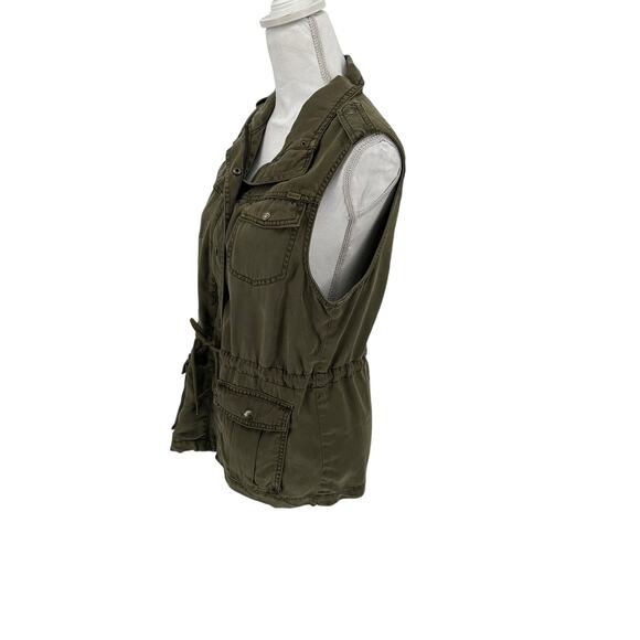 NEW Max Jeans Olive Green Military Cargo Utility Vest Sz Small - Picture 4 of 10